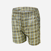 Men's 100% Cotton Boxer Shorts Waistband Check Print Yellow